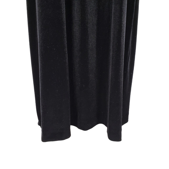 Huis Clos Velour Midi Dress 12 Women Black Short Sleeve Velvet Mesh Soft Vintage - Picture 8 of 10